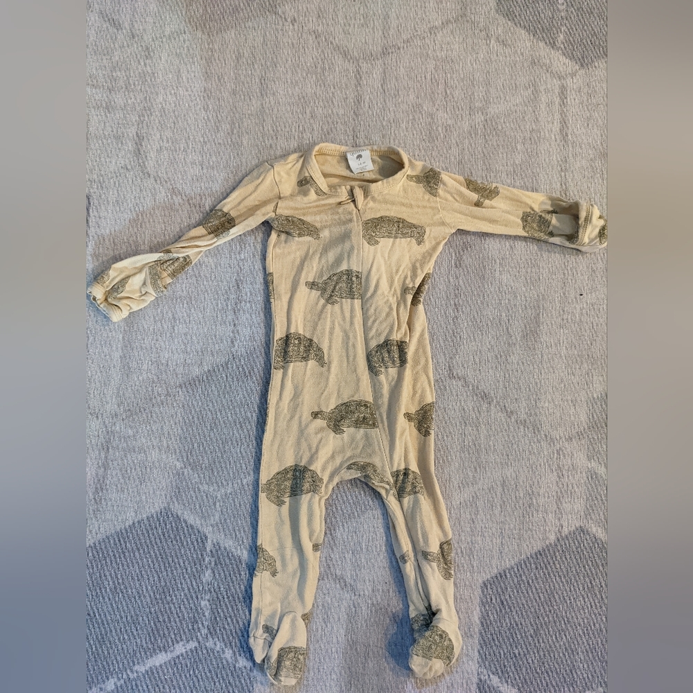 Kate Quinn 3-6 month Yellow Zip footie bamboo turtle